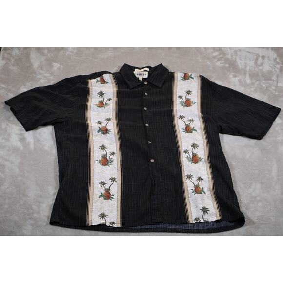 Campia Moda Shirt Mens XL Pineapple Palm Tree Embroidered Hawaiian Tropical - Picture 1 of 6